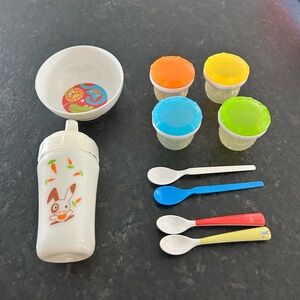 Baby Feeding Set with Colorful Lids and Spoons